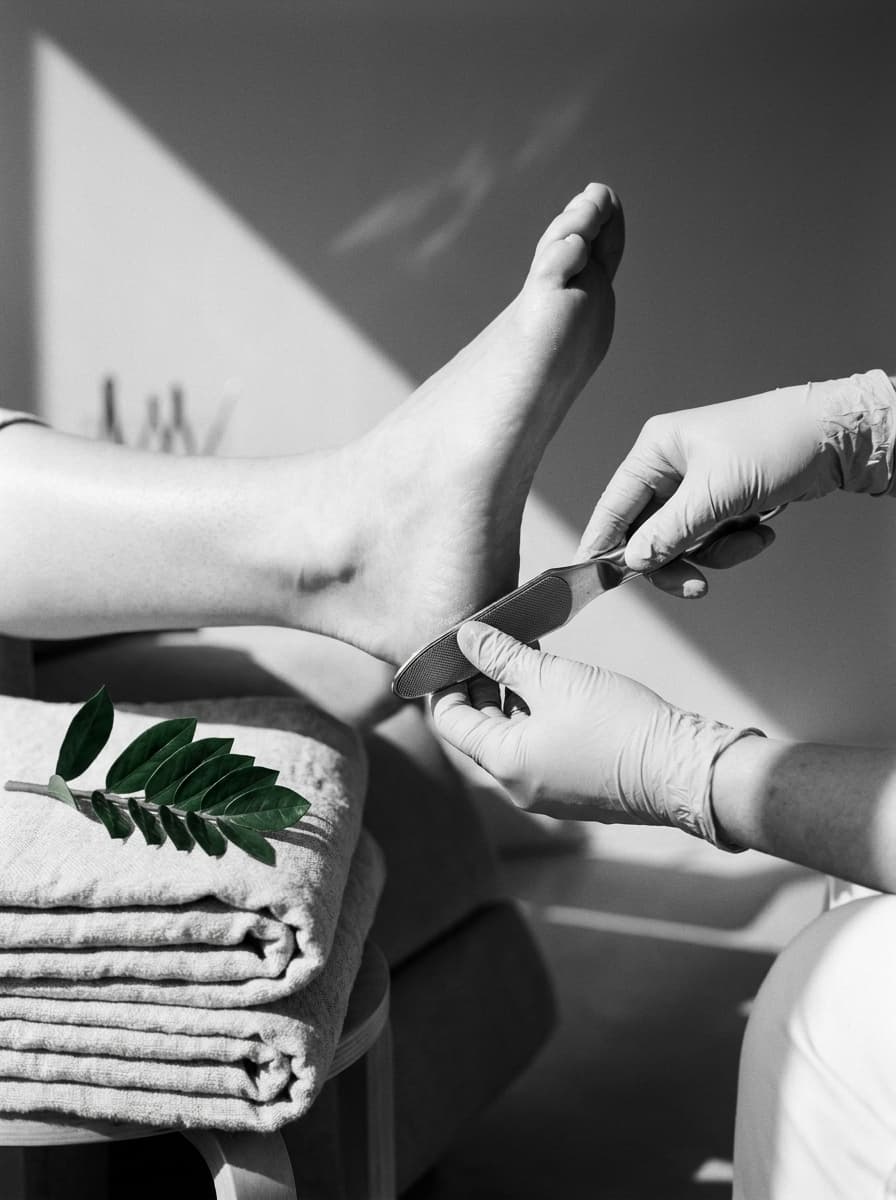 Klassische Pediküre – Nägel gekürzt & geformt, Nagelhaut gepflegt, Fuß poliert